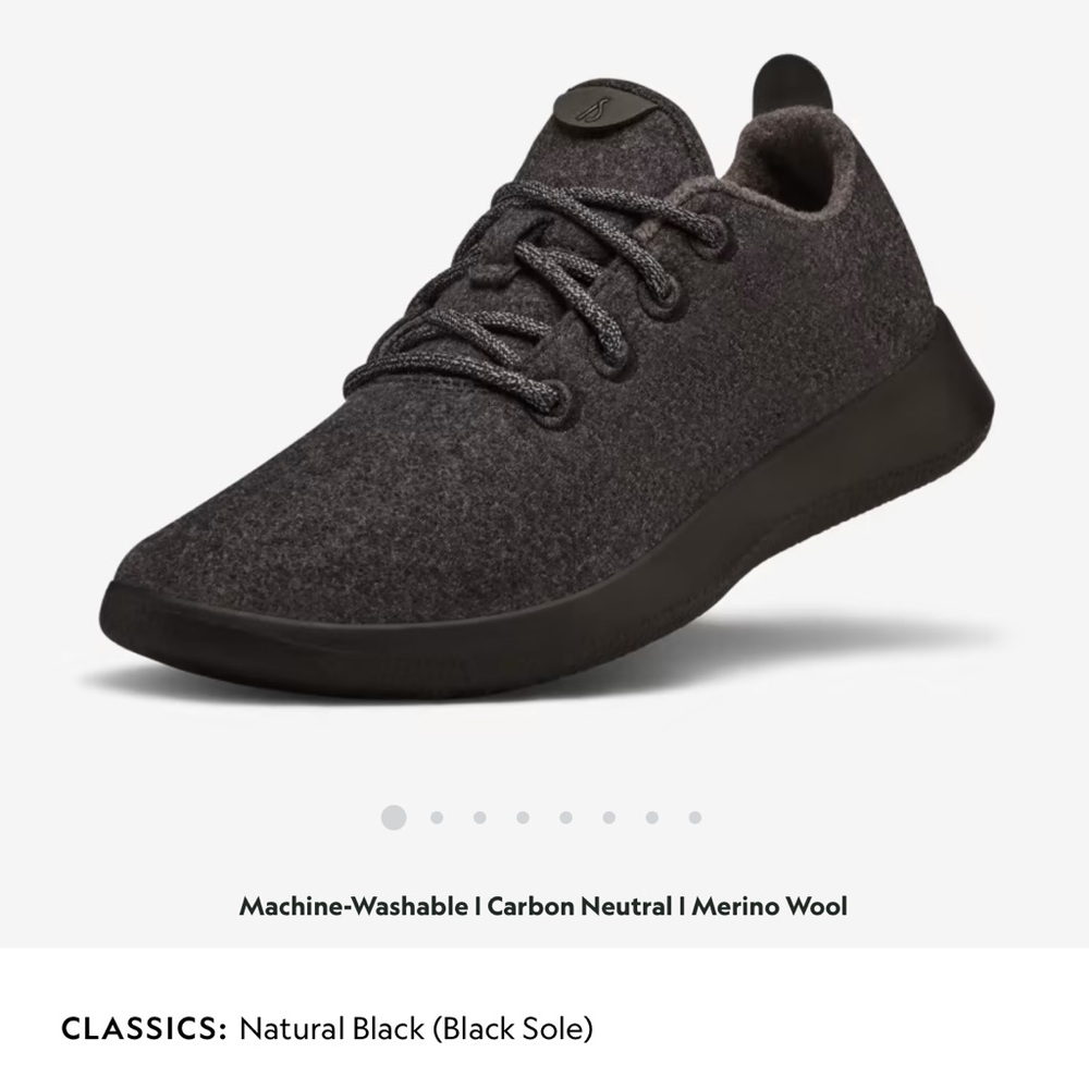 Allbirds Men's Wool Runners M12 Natural Black (Black Sole)